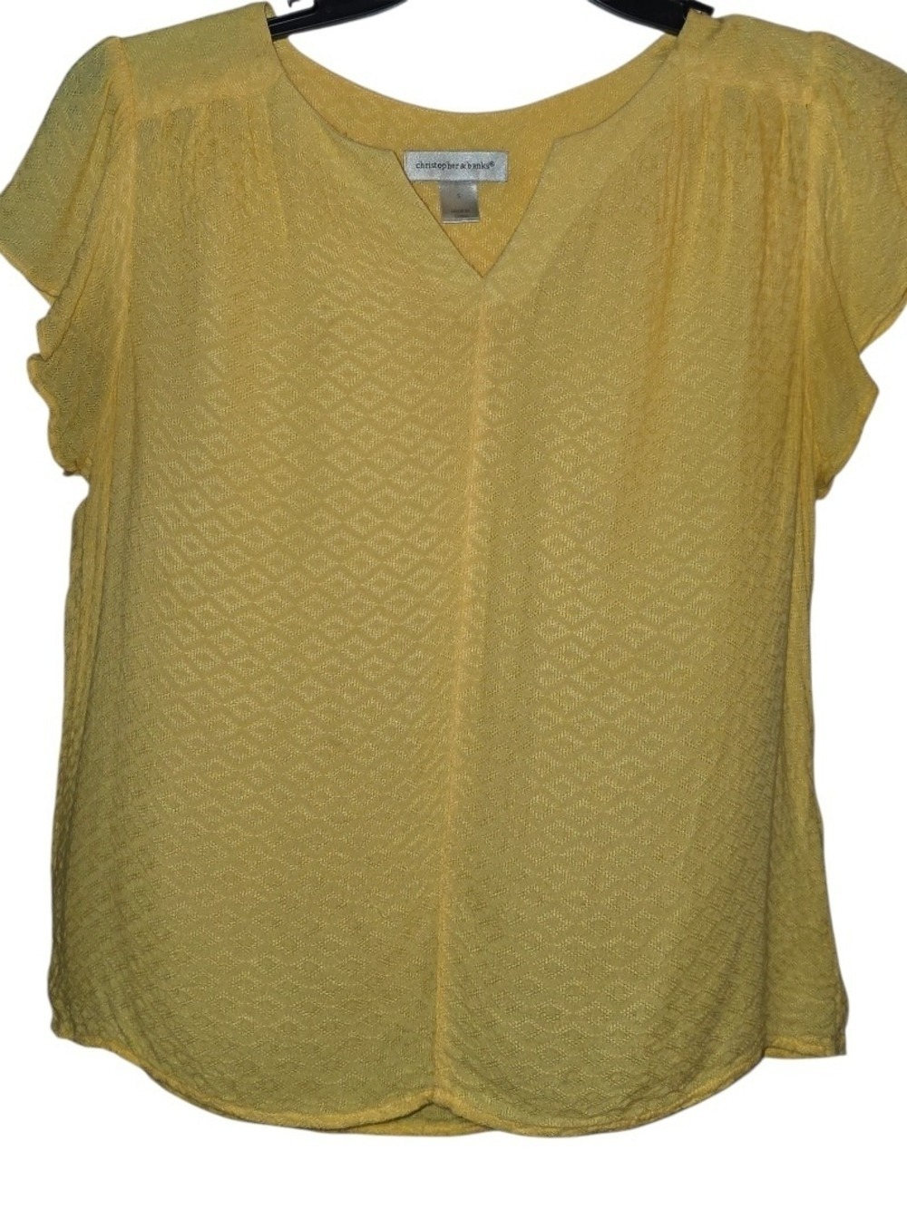 Christopher & Banks Short Sleeve Yellow Blouse Size Small
